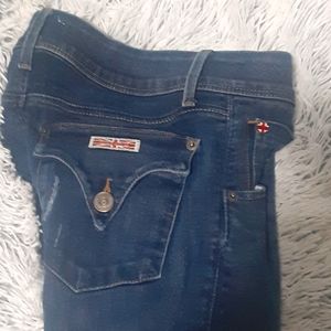 HUDSON DISTRESSED SKINNY JEANS